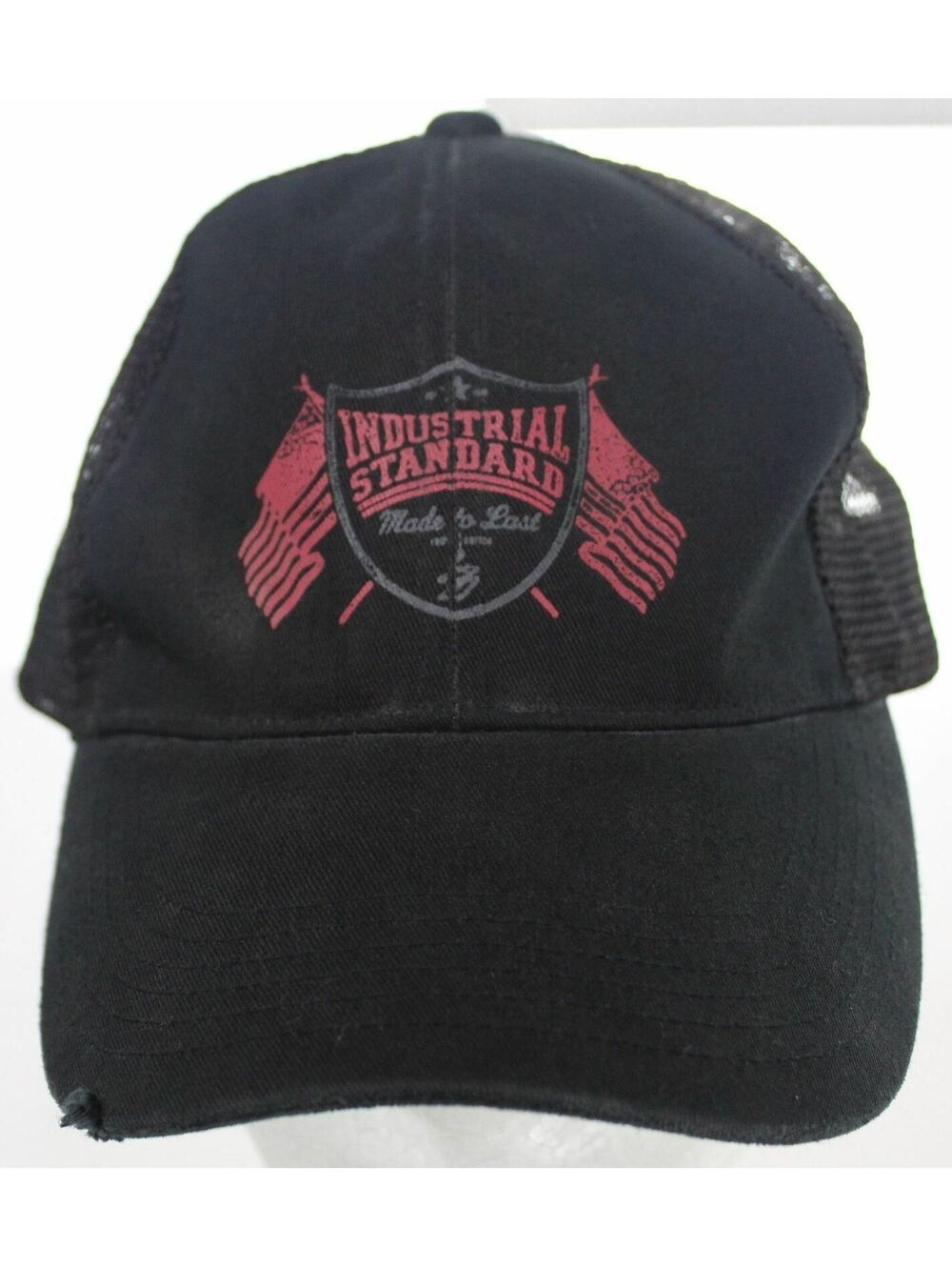 VTG Industrial Standard Made to Last Trucker Hat GAP Black Snapback Cap M/L